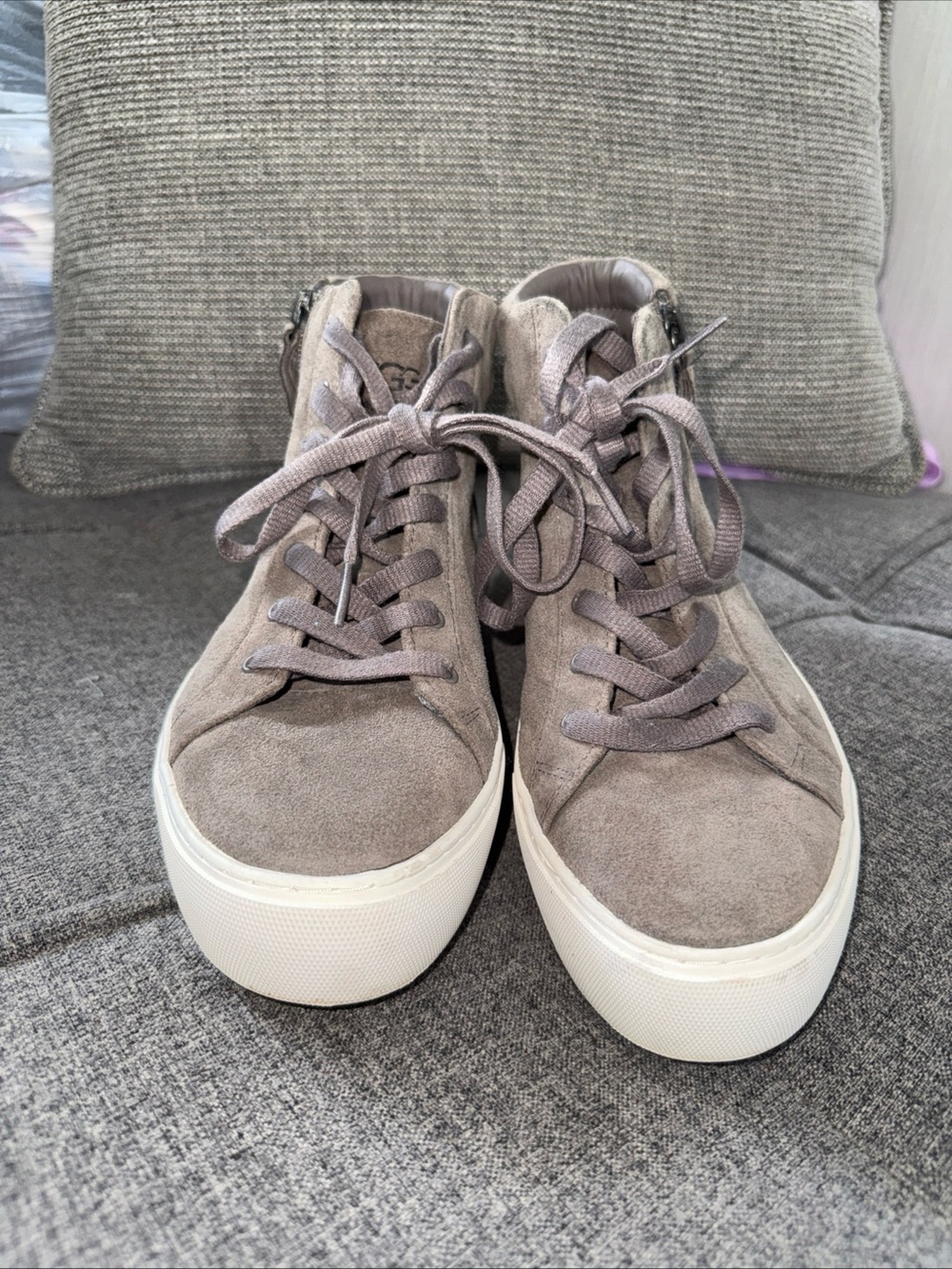 UGG Olli Women's Suede High Top Sneakers Shoe Lace Zip Mole Gray, Size 8.5
